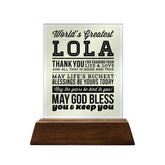 World's Greatest Glass Plaque For Grandparents